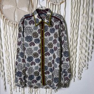 Robert Graham Long Sleeve Button Down Fall Floral Dress Shirt XL Cotton